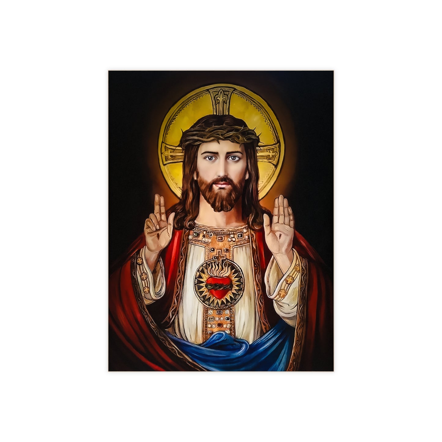 Sacred Heart of Jesus Ceramic Icon Tile Size 6x8 inches