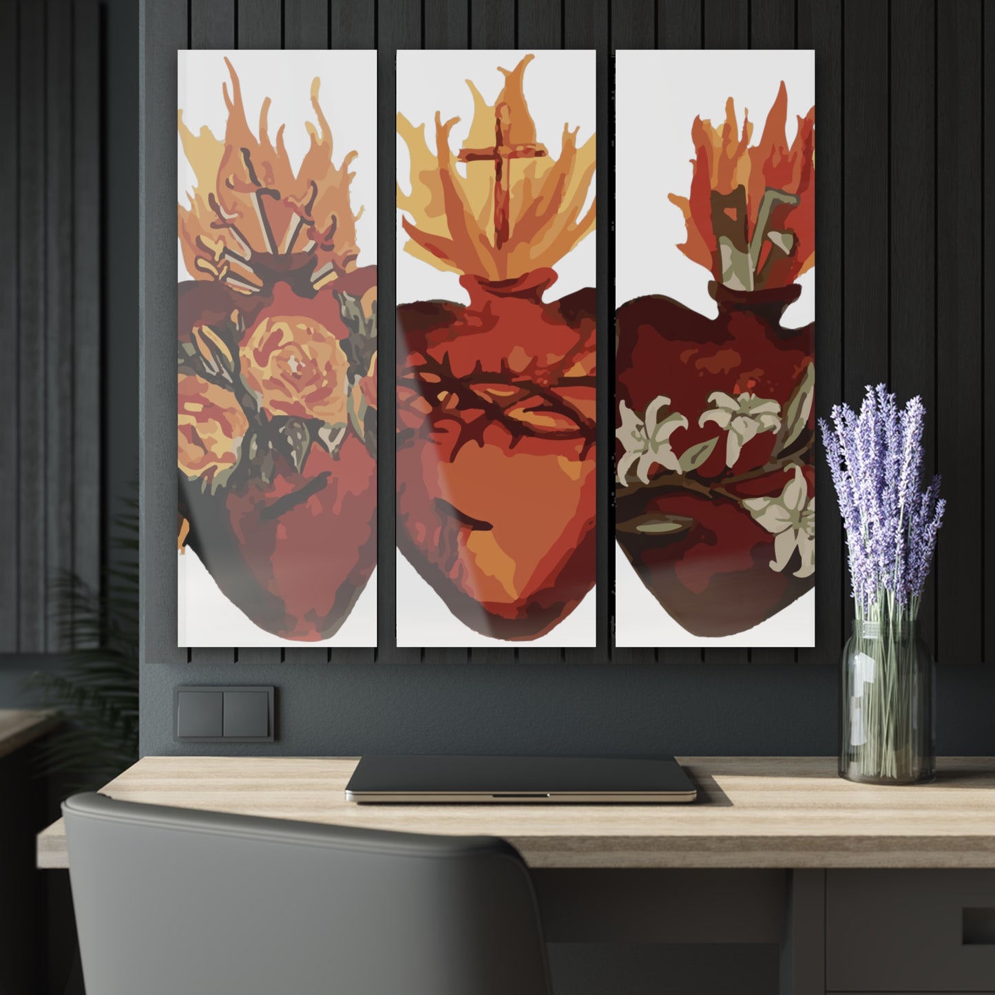 Holy Family Hearts - Acrylic Prints (Triptych)