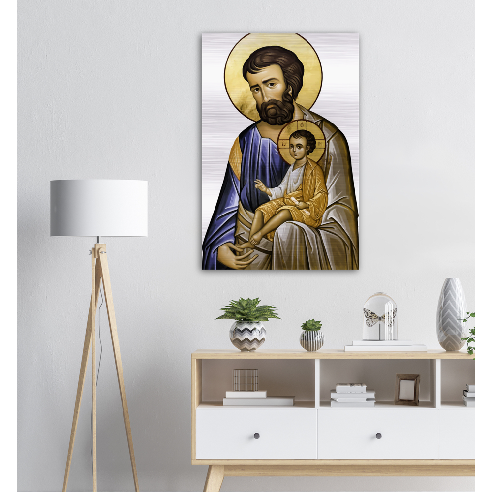 Saint Joseph and Divine Child - Brushed #Aluminum #Icon #MetallicICon #AluminumIcon