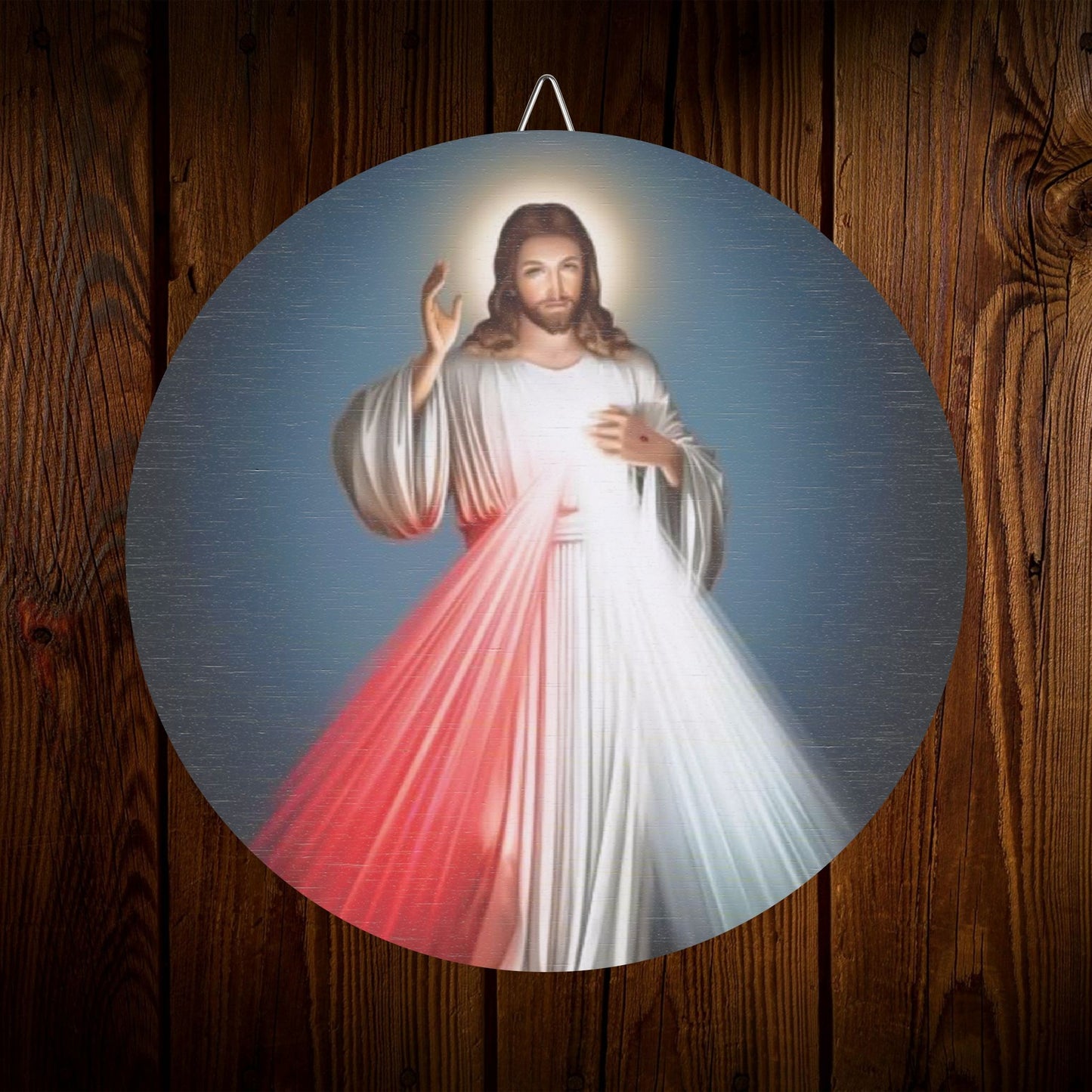 Jesus Divine Mercy I trust in You Wood Circular Icon