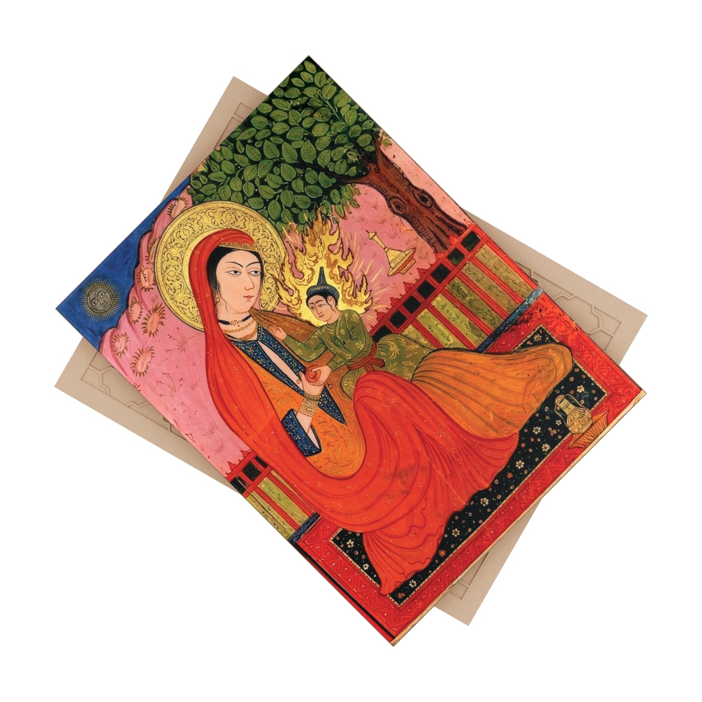 16th-Century Persian Miniature Madonna and Child Devotional Ceramic Tile (6×8 inches)