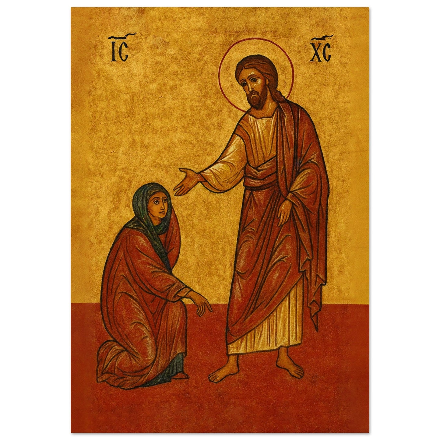 Pearl Print - The Hemorrhaging Woman and Jesus