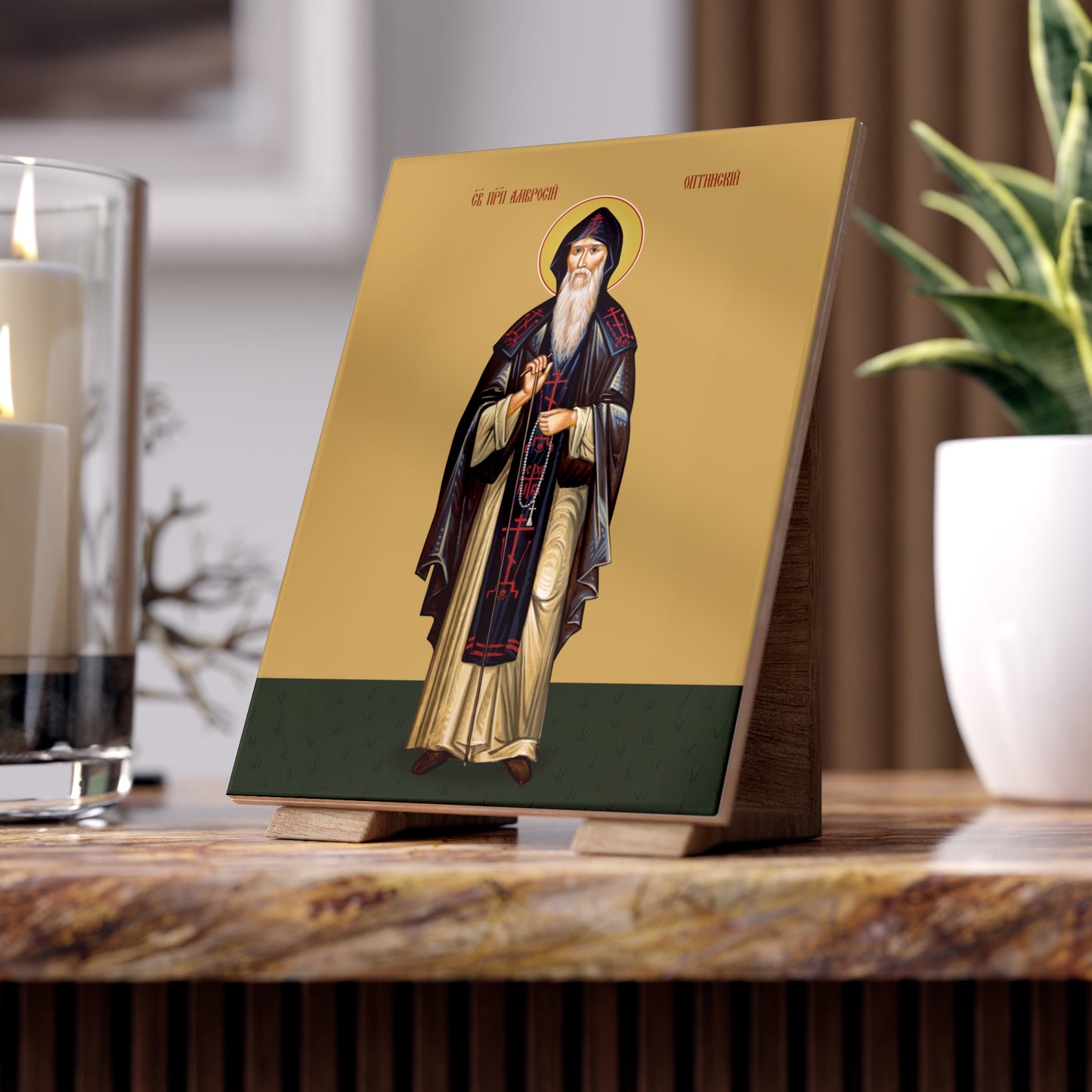 Venerable Ambrose of Optina Ceramic Icon 6"x8"