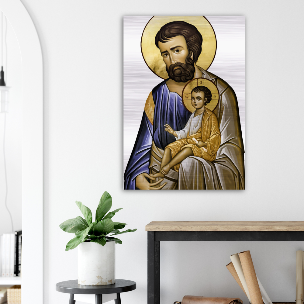 Saint Joseph and Divine Child - Brushed #Aluminum #Icon #MetallicICon #AluminumIcon