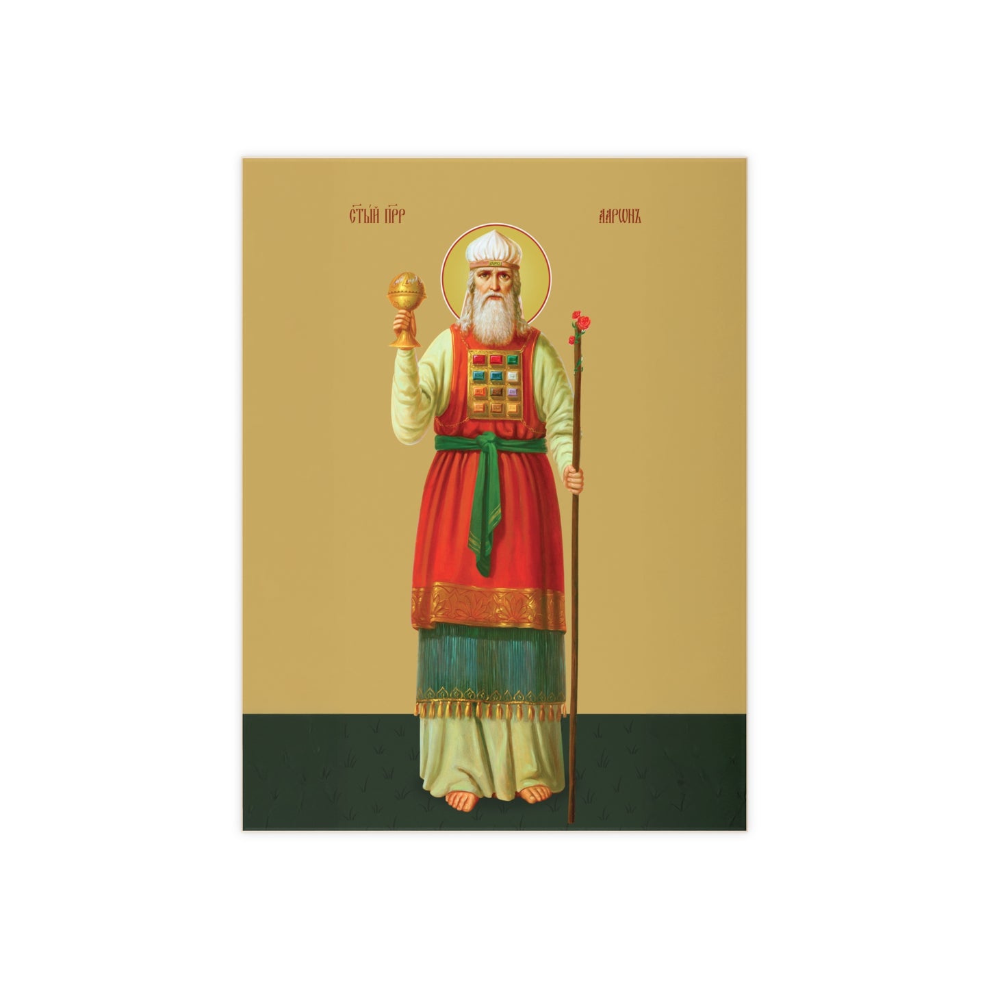 Saint Aaron the Prophet – Sacred Art Ceramic Icon Tile (6×8 inches)