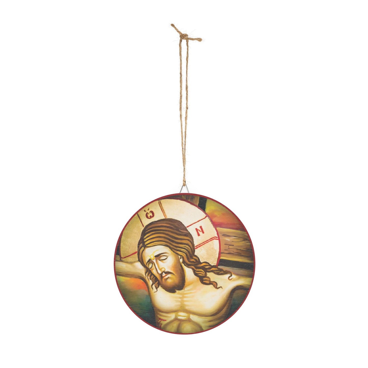 Our Lord and Savior Jesus Christ on the Cross Wood Circular Icon