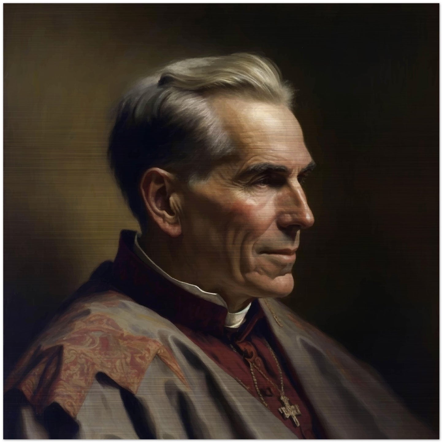 God's servant, Archbishop Fulton John Sheen ✠ Brushed Aluminum Icon