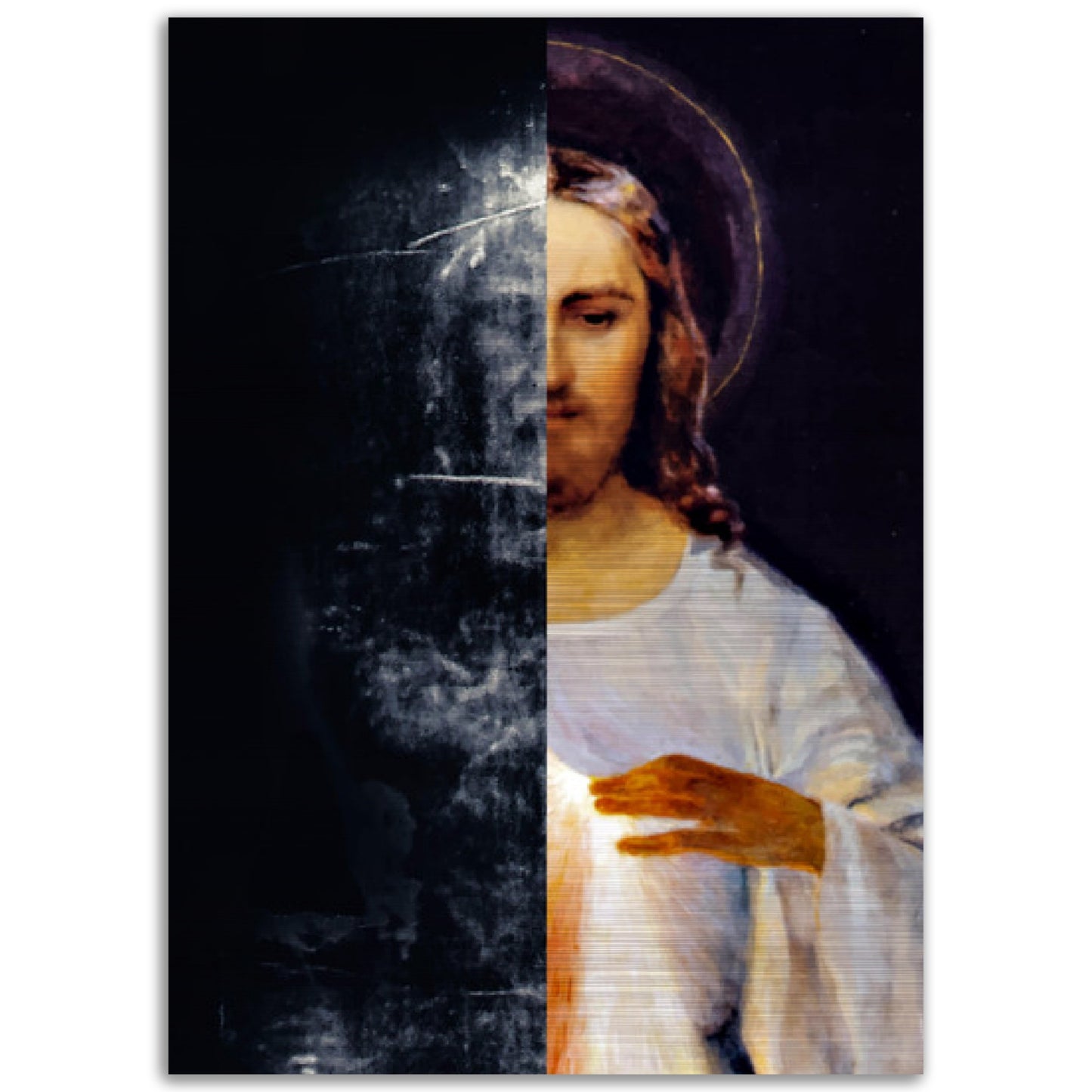 Divine Mercy and the Shroud of Turin Brushed Aluminum Icon