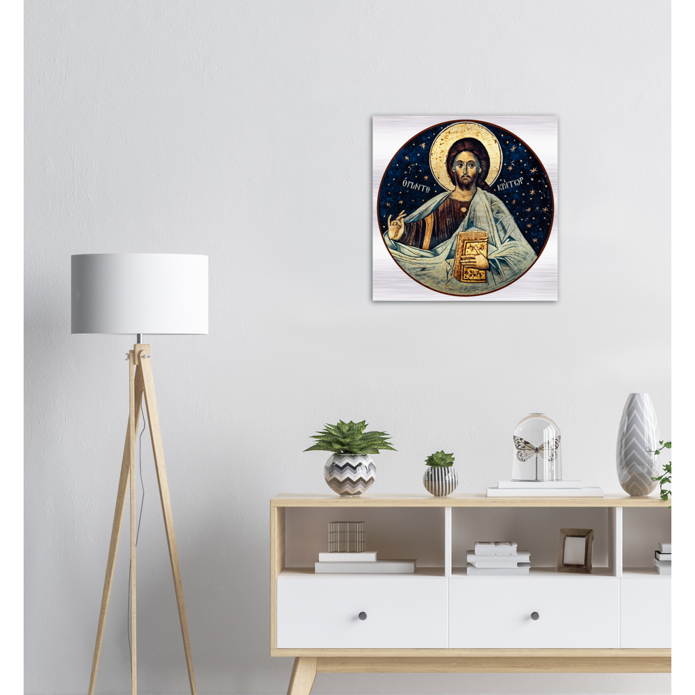 Icon of Christ Pantocrator ✠ Brushed #Aluminum #MetallicIcon #AluminumPrint