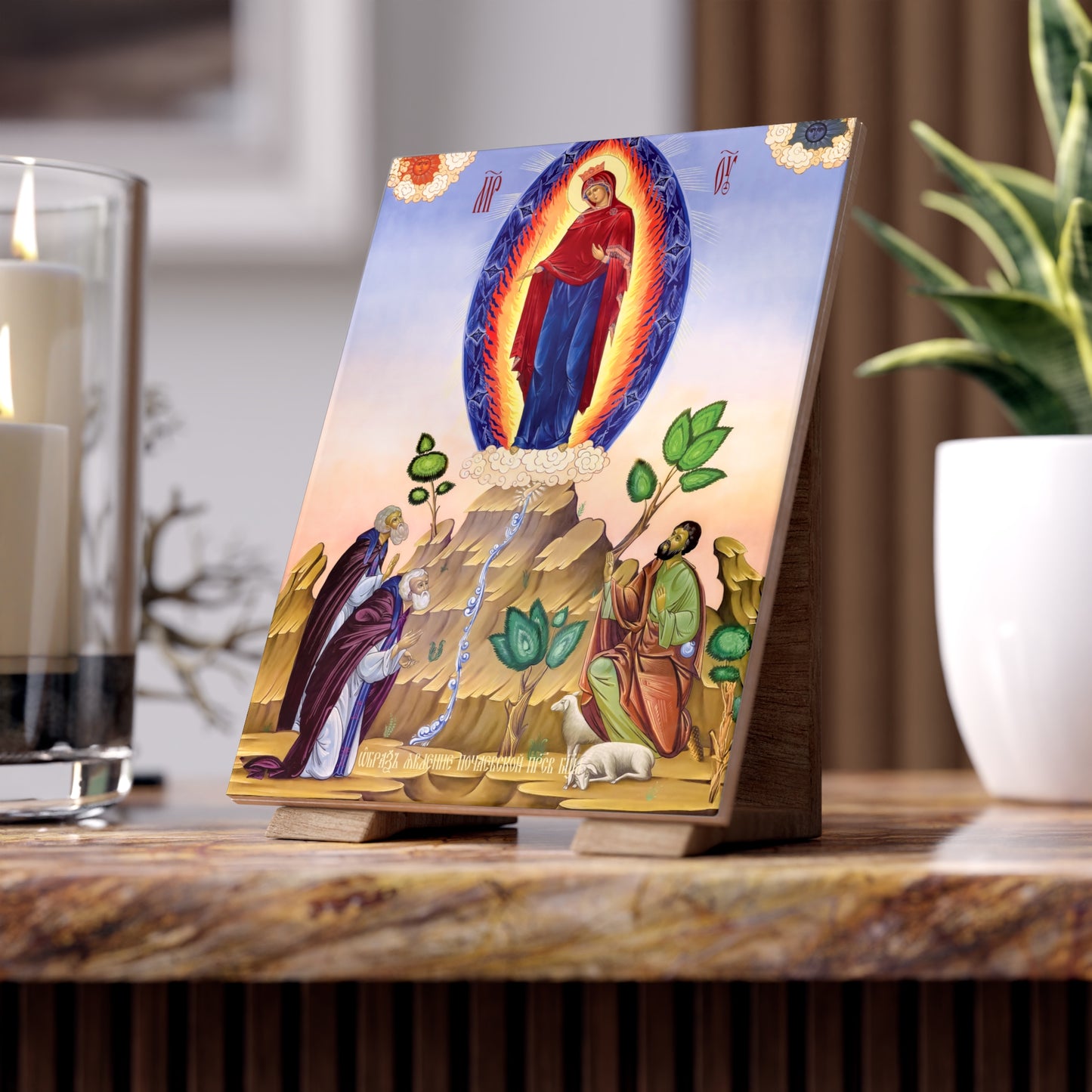 Icon of the Mother of God "Pochaevskaya" – 6x8 Ceramic Devotional Tile