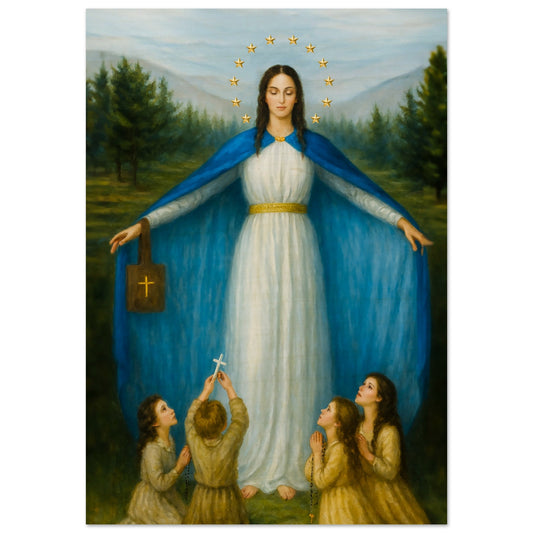 Pearl Print - Our Lady of Garabandal and The Four Young Visionaries