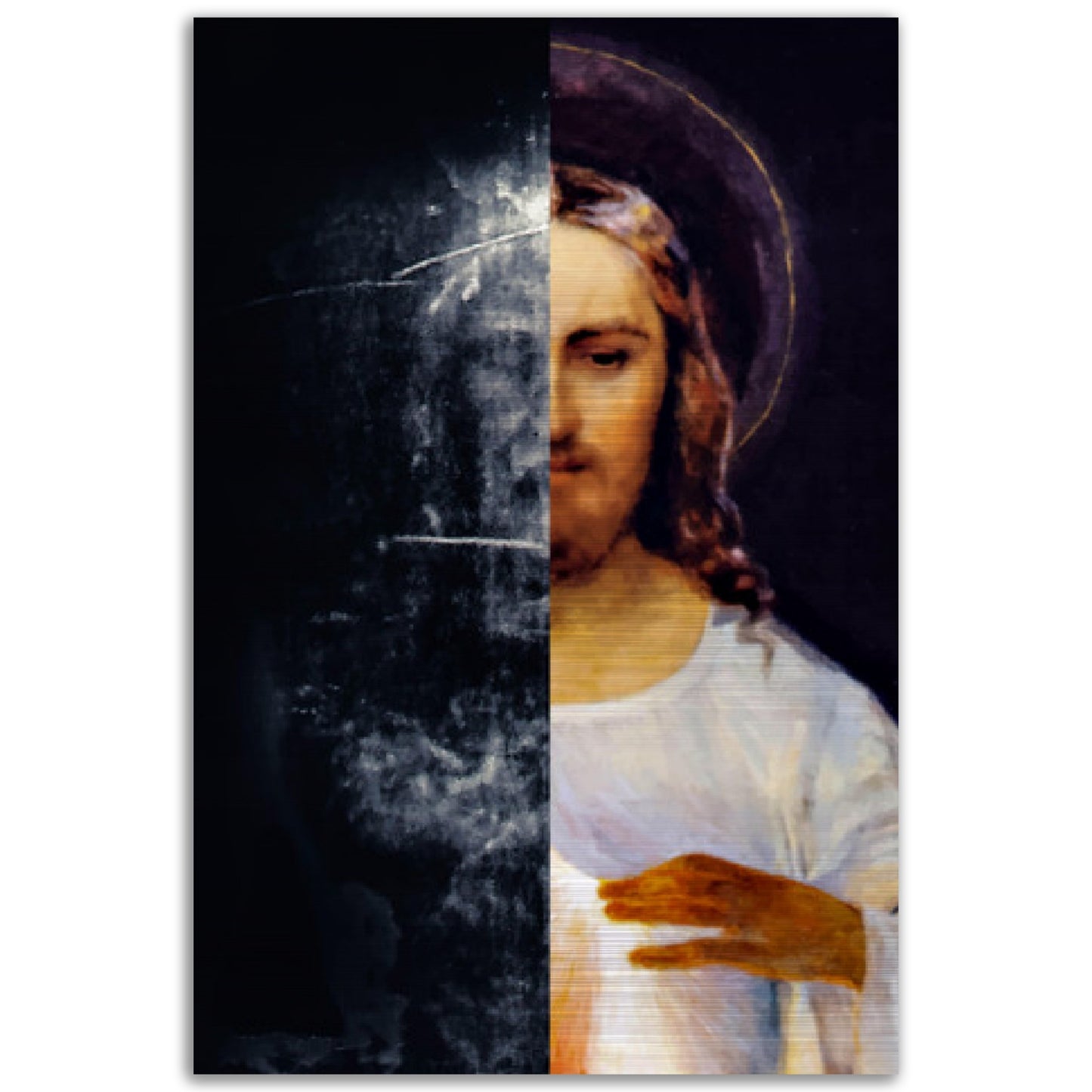 Divine Mercy and the Shroud of Turin Brushed Aluminum Icon