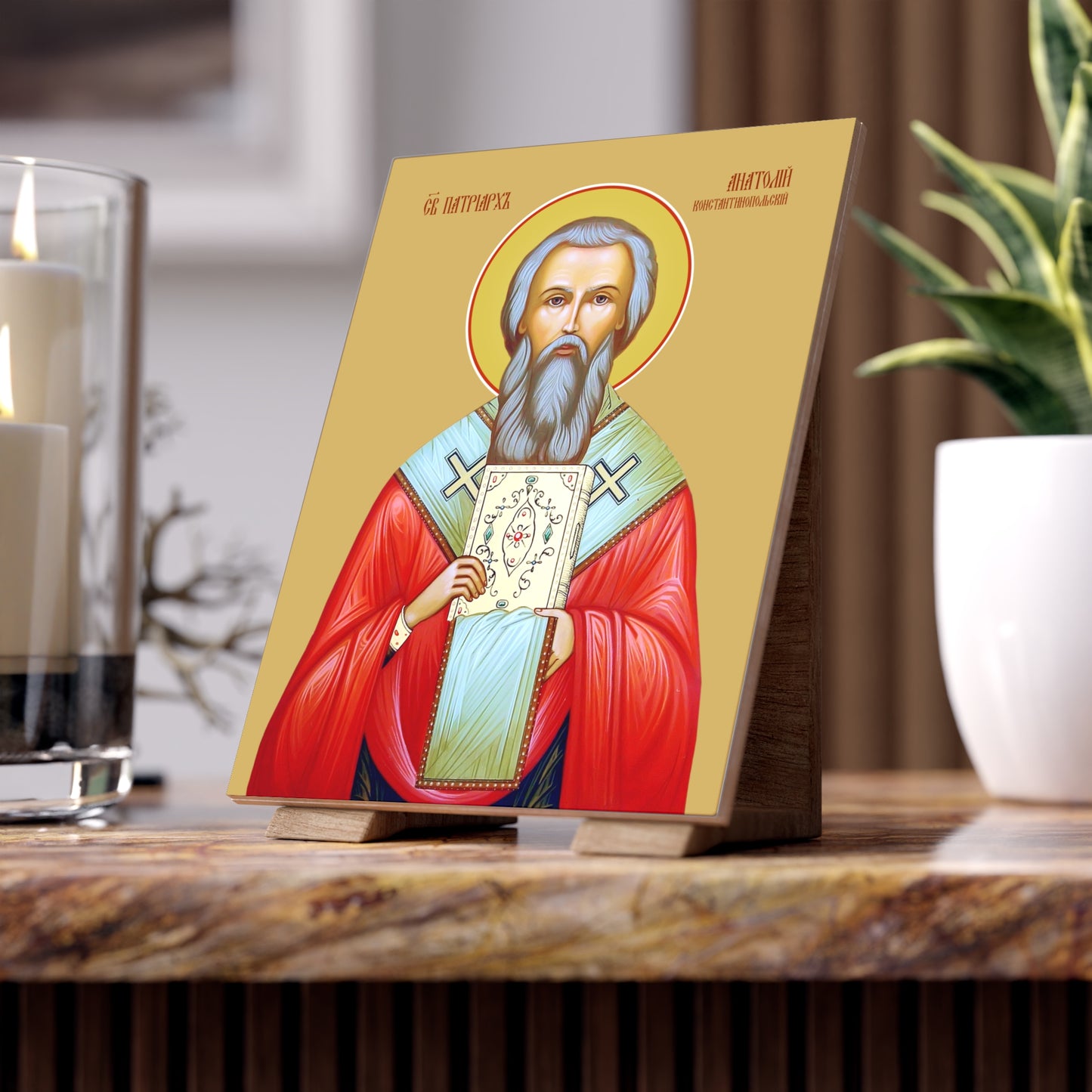 Religious Ceramic icon Anatoly, patriarch of Constantinople Tile Size 6x8 inches