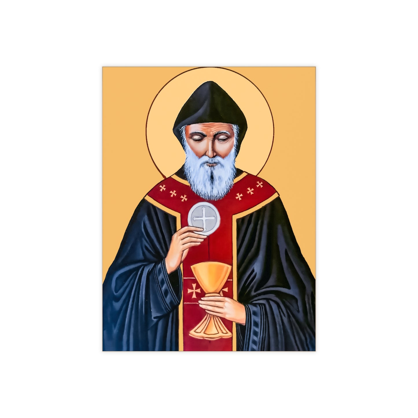 St Charbel, fragrant incense from the cedars of Lebanon Ceramic Icon Tile Size 6"x8"