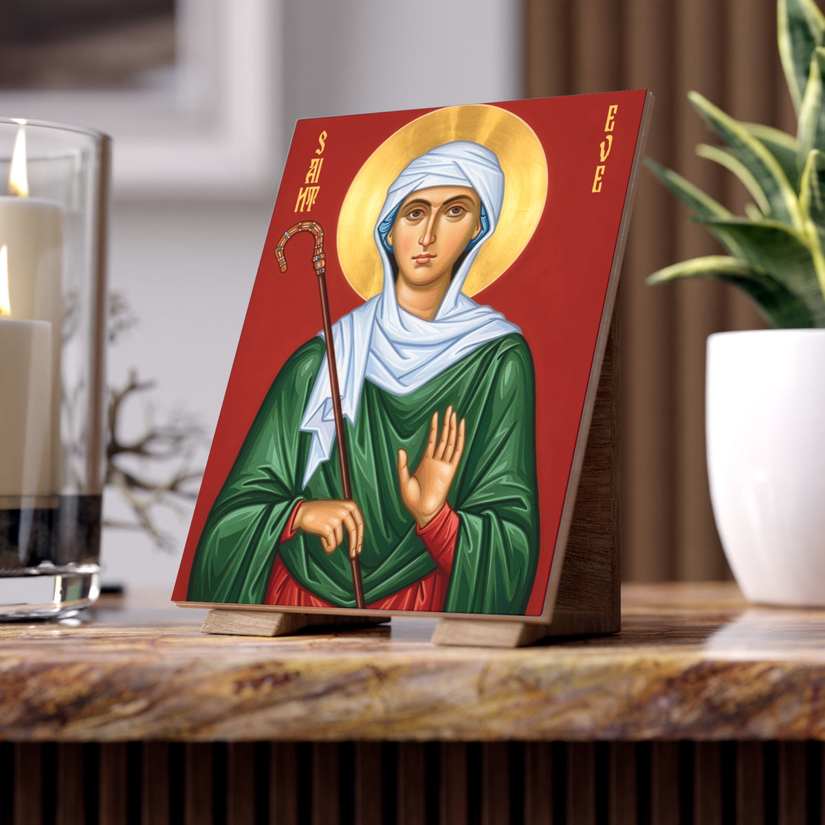 St. Eve (St. Ava) Ceramic Devotional Icon Tile (6×8 inches)
