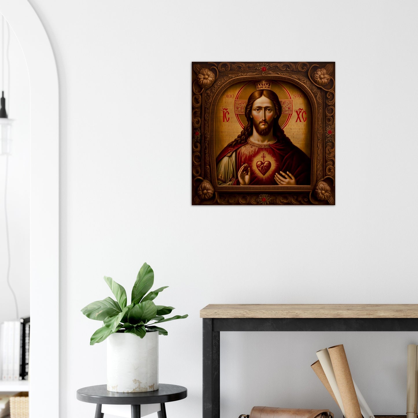 O most Holy Heart of Jesus ✠ Brushed Aluminum Icon