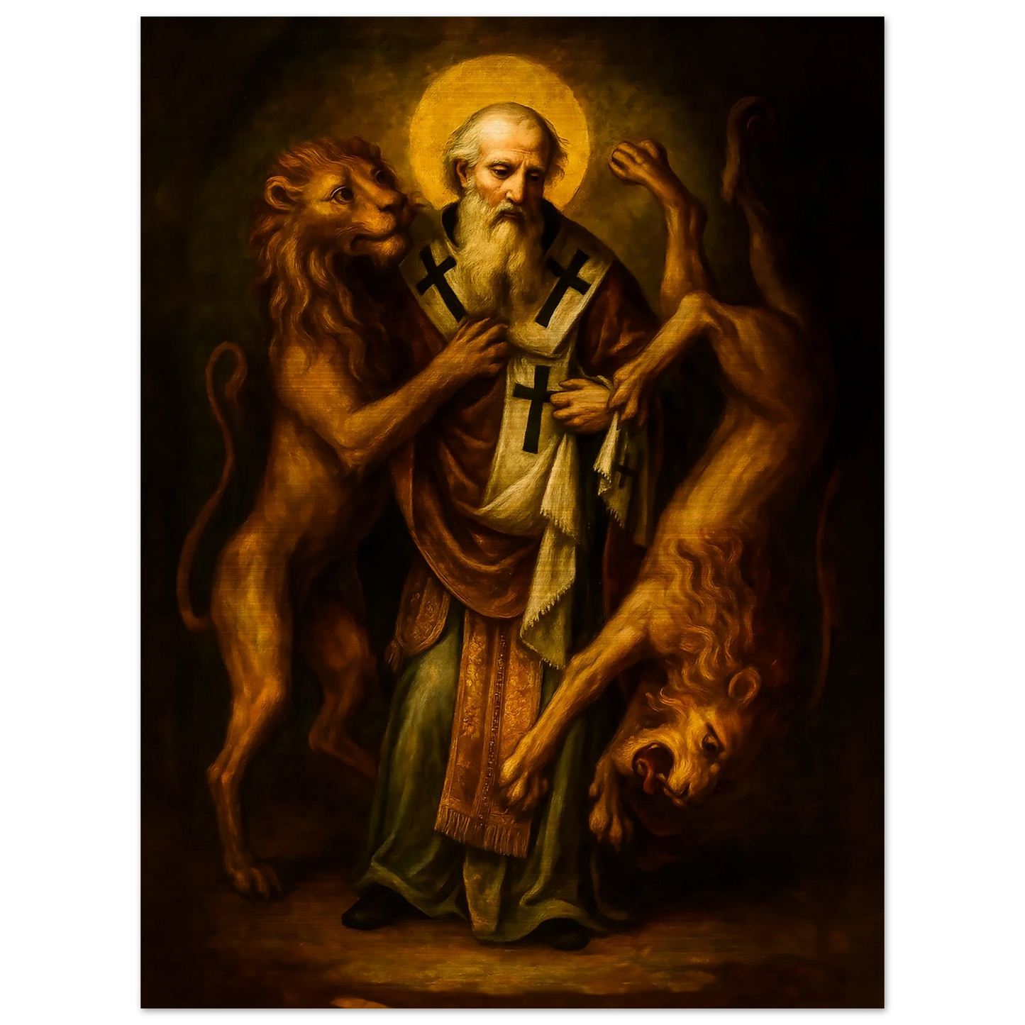 Pearl Print - Saint Ignatius of Antioch: Martyrdom Icon Printed