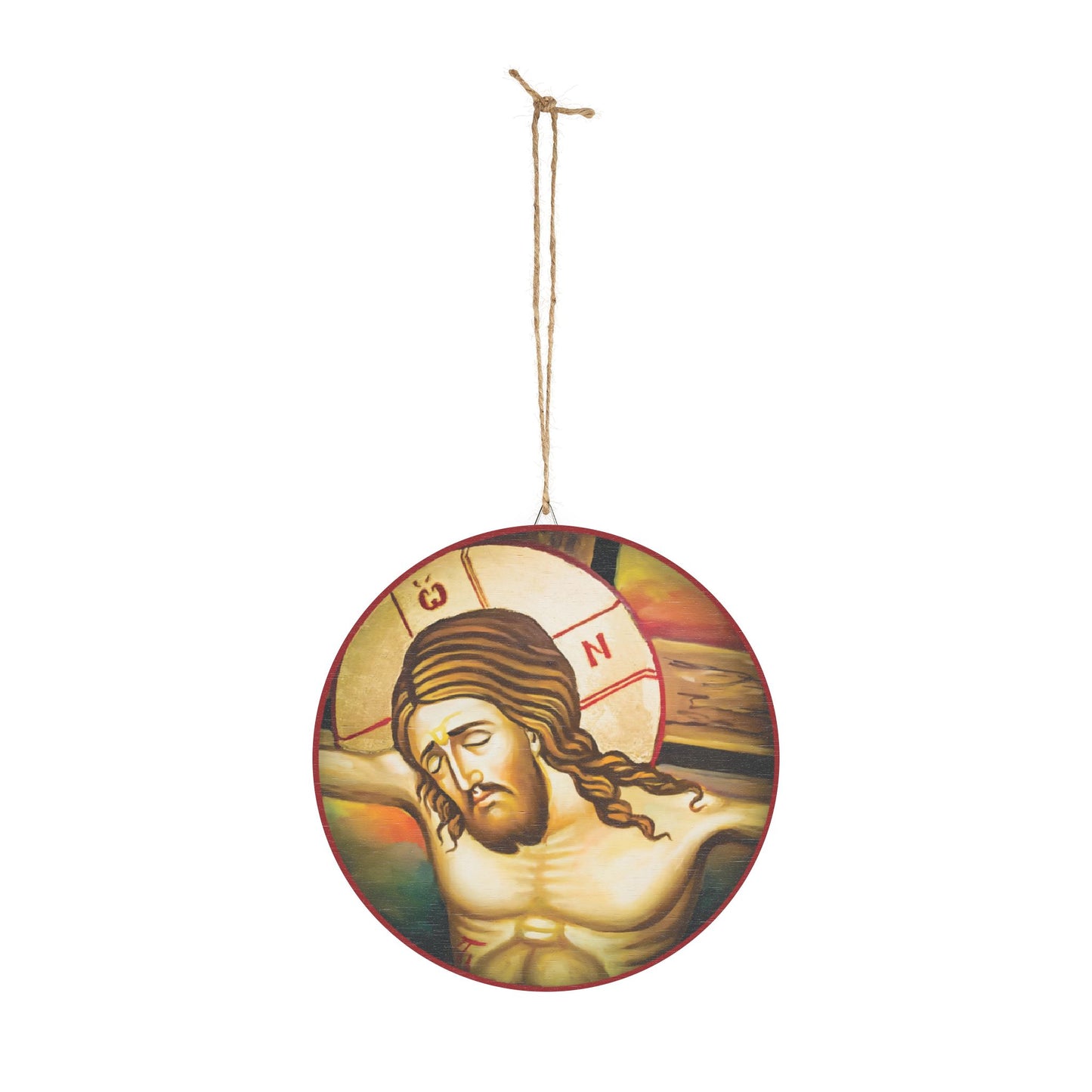 Our Lord and Savior Jesus Christ on the Cross Wood Circular Icon