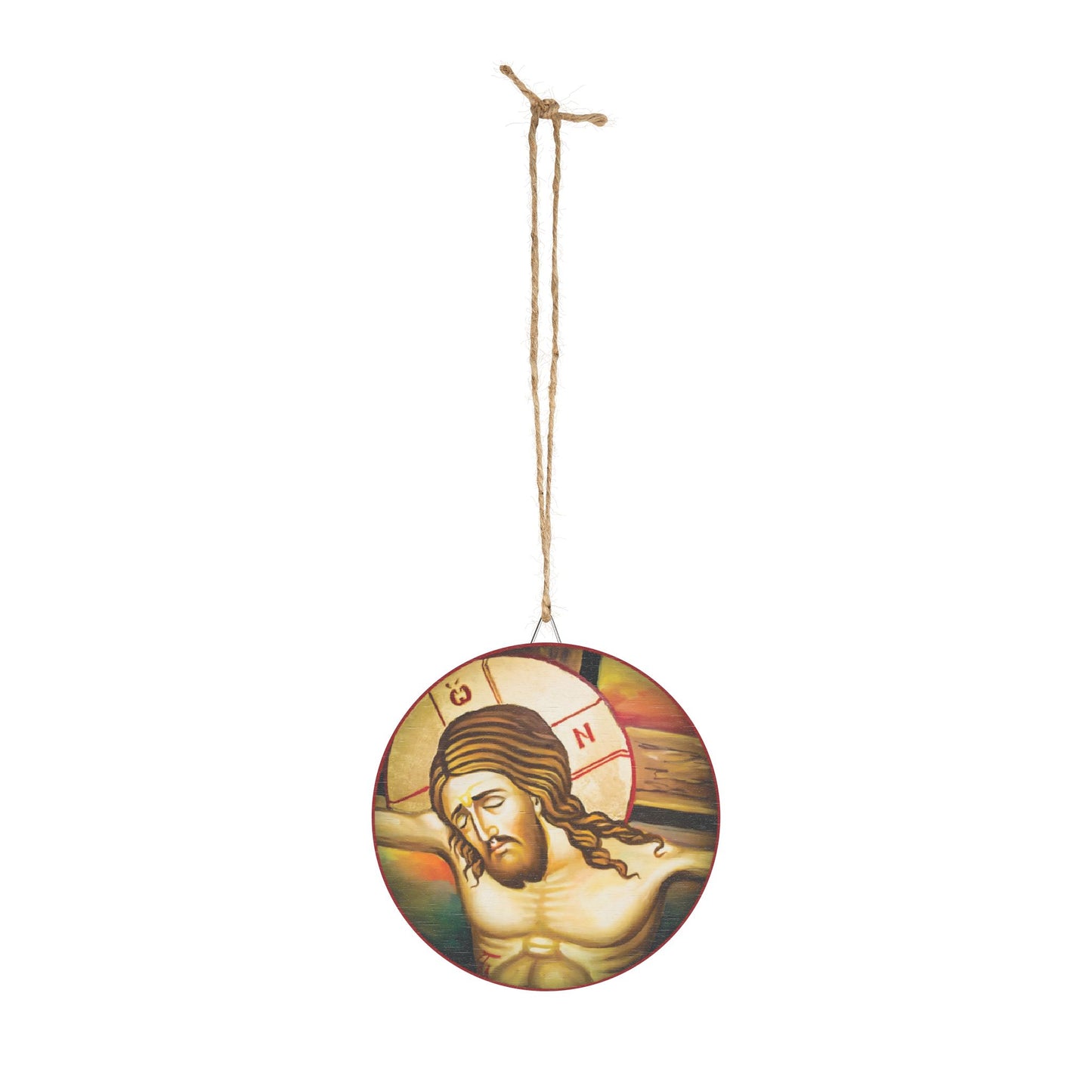 Our Lord and Savior Jesus Christ on the Cross Wood Circular Icon