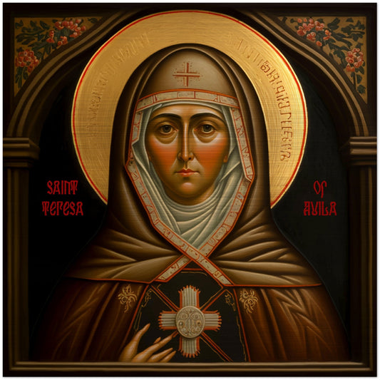 Saint Teresa of Avila ✠ Brushed Aluminum Icon