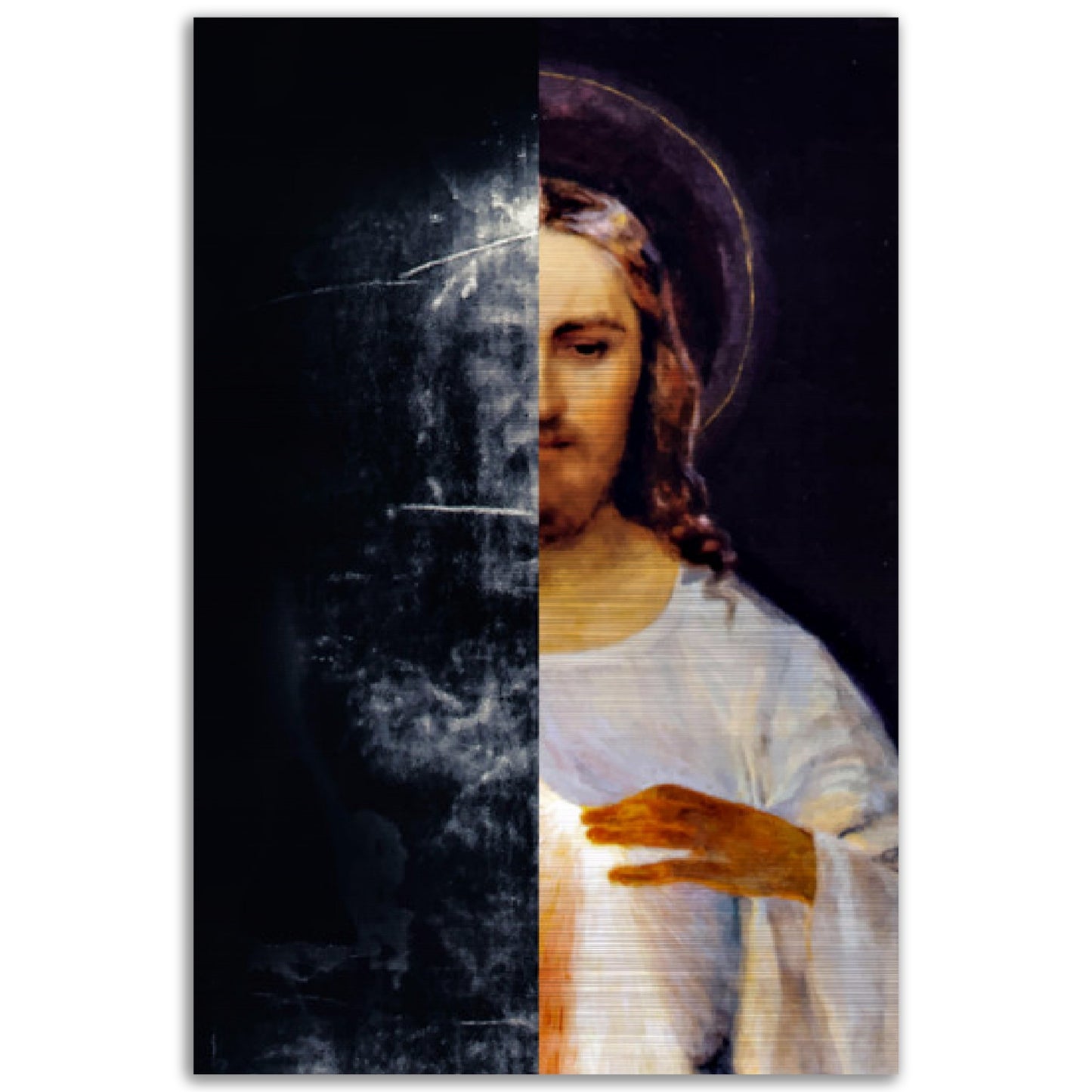 Divine Mercy and the Shroud of Turin Brushed Aluminum Icon