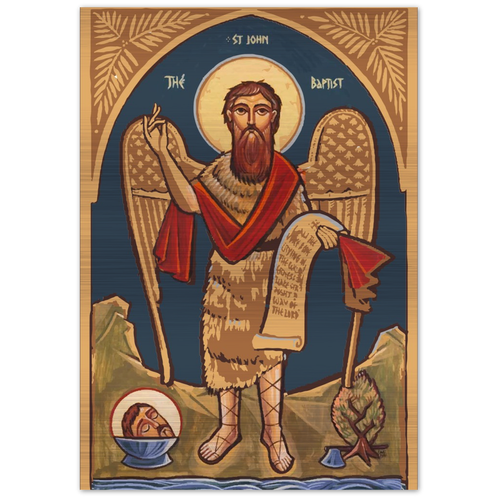 St John the Baptist - Coptic Icon - Brushed Aluminum Print