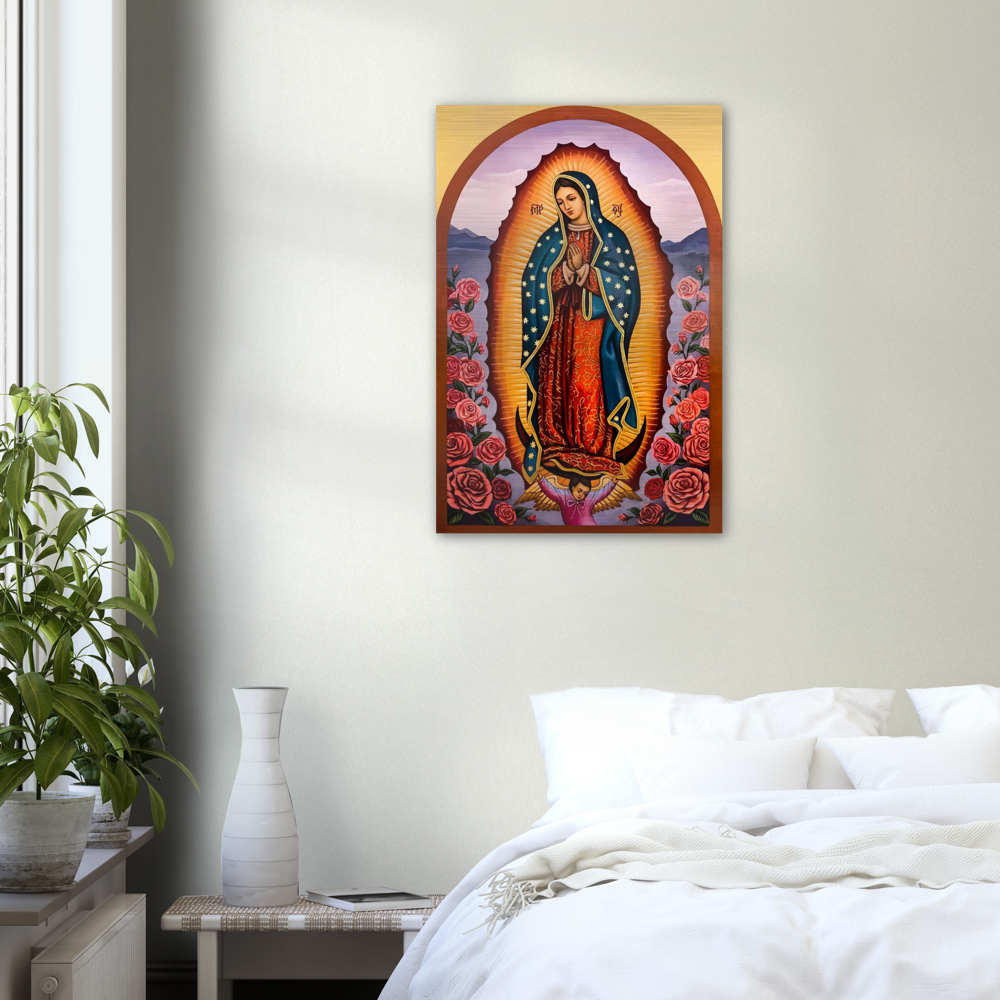 Our Lady of Guadalupe Byzantine Icon ✠ Brushed #Aluminum #MetallicIcon #AluminumPrint