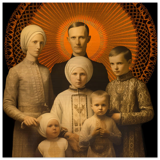 Family of Józef and Wiktoria Ulma icon - Brushed Aluminum - Catolic Polish