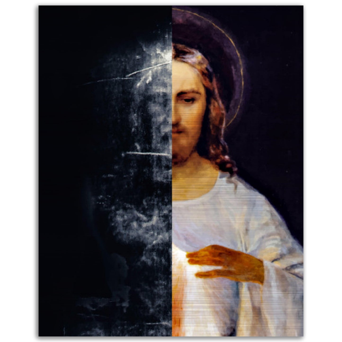 Divine Mercy and the Shroud of Turin Brushed Aluminum Icon