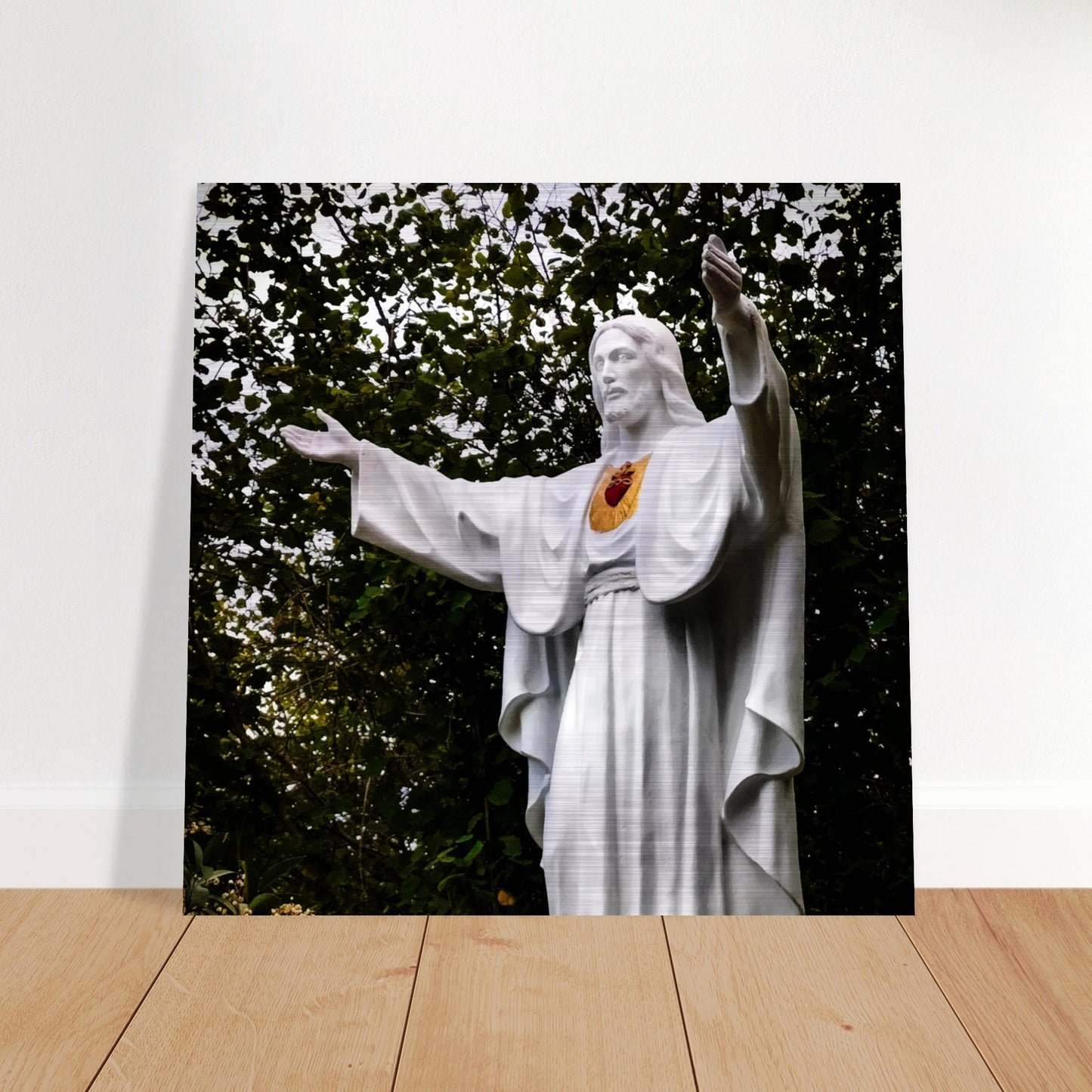 The Sacred Heart in Garabandal Brushed Aluminum Print