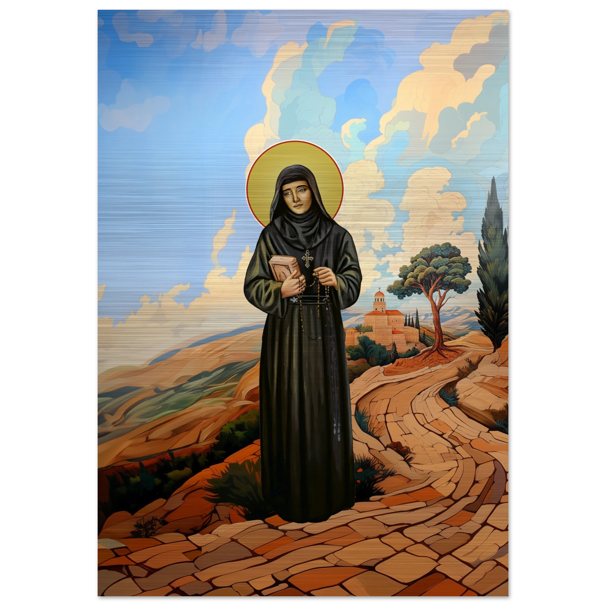 Maronite Nun Saint Rafqa Brushed Aluminum Icon – Holy Rosary Team