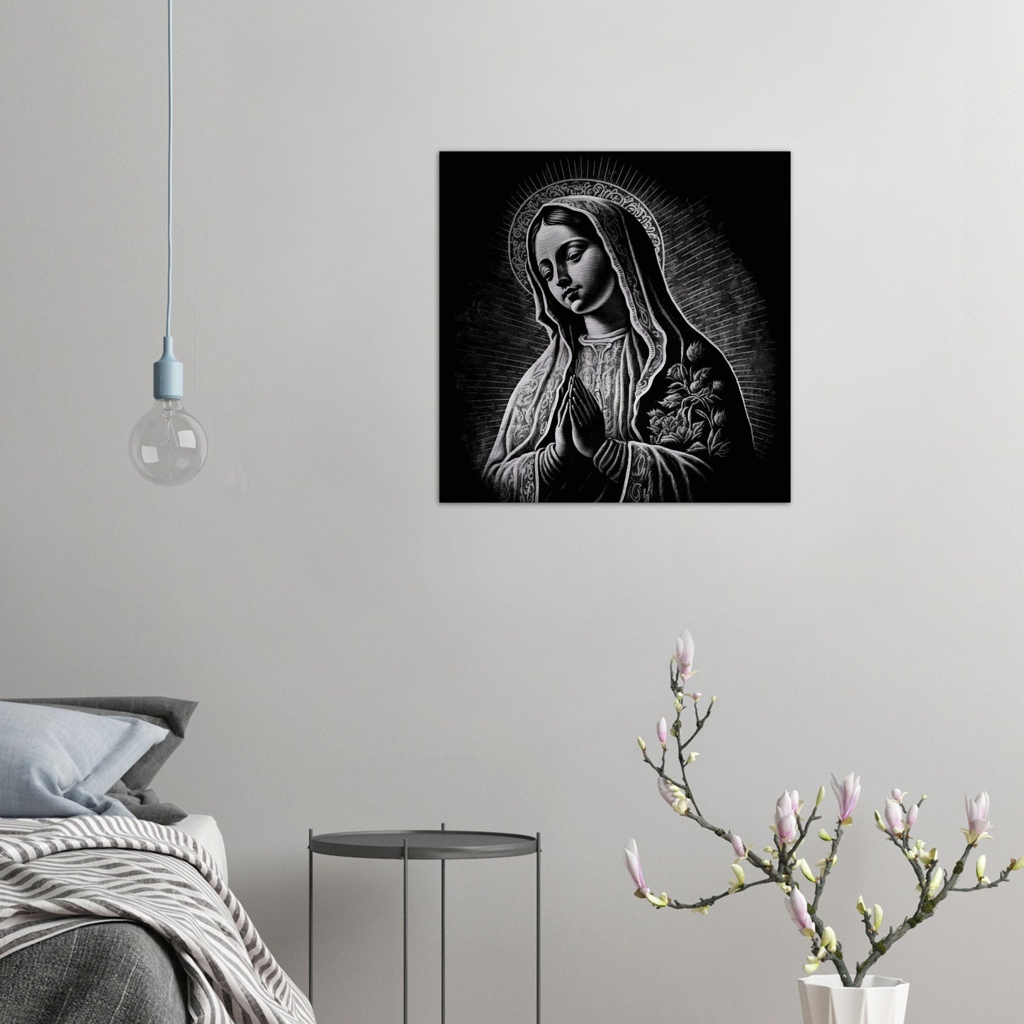 Virgin of Guadalupe, Mother of the Americas + Brushed Aluminum Icon