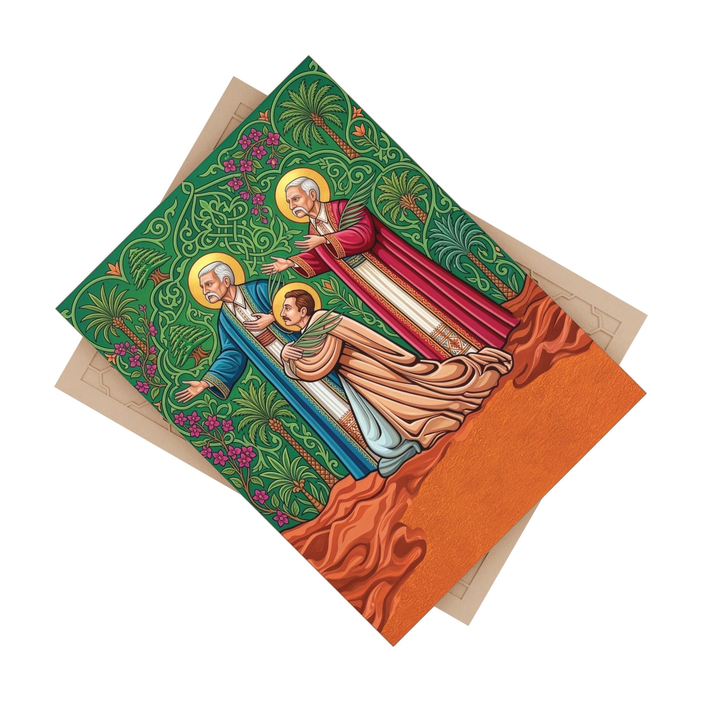 The Three Massabki Maronite Brothers Ceramic Devotional Tile (6×8 inches)