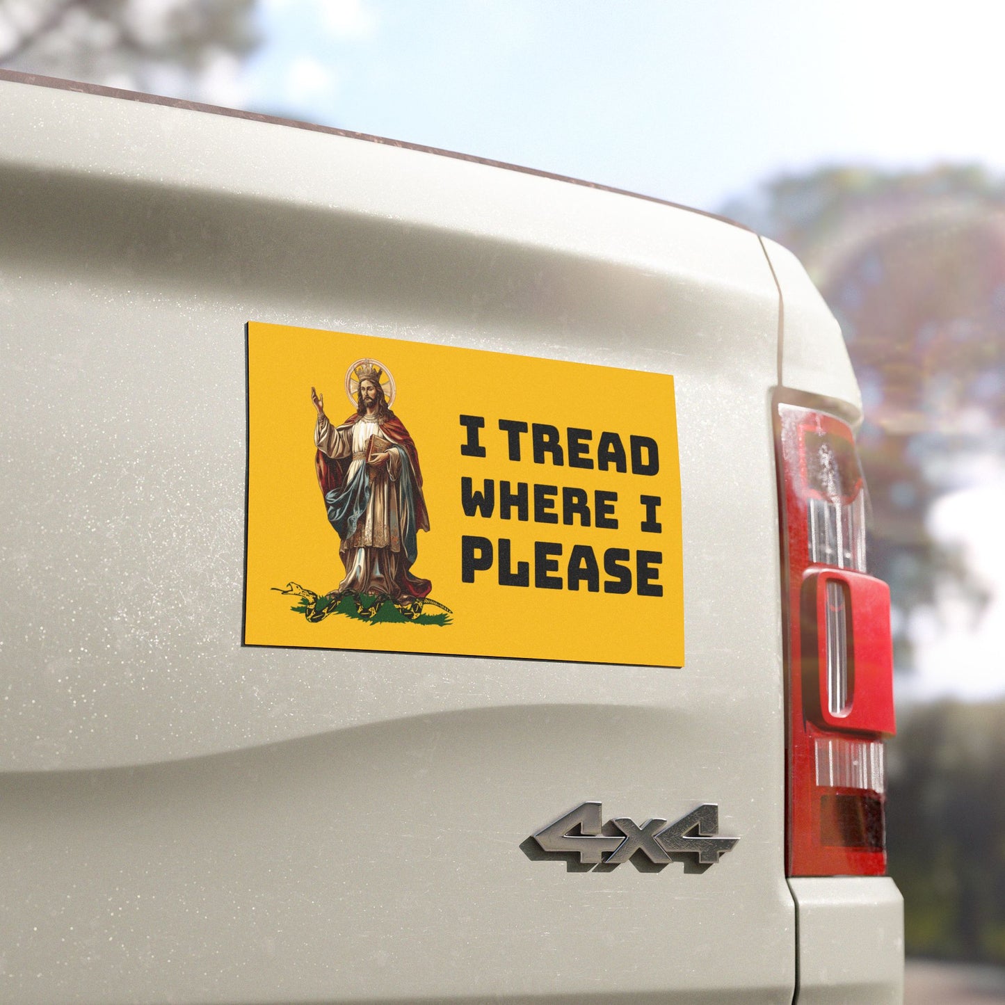 Christ Our King - I TREAD WHERE I PLEASE Car Magnets 7.5'' × 4.5'' - Gadsden