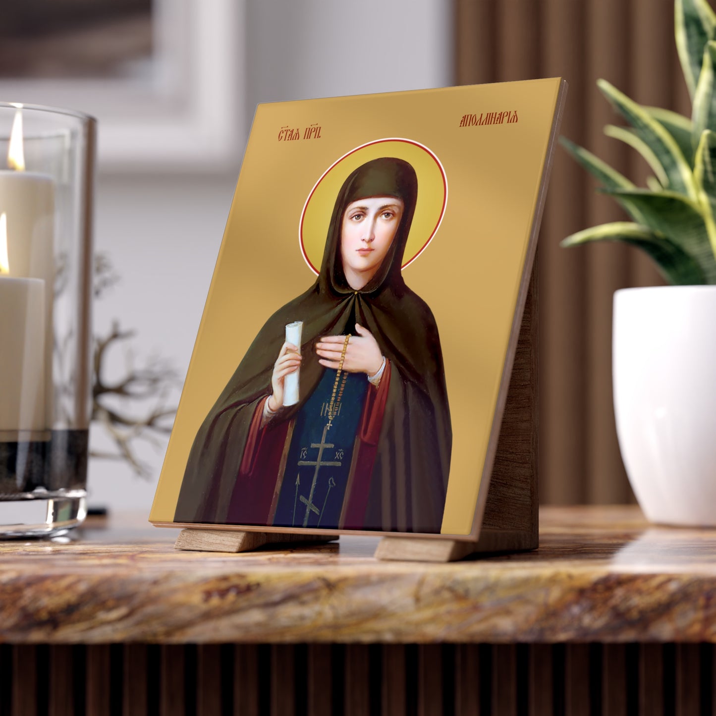 St Apollinaria of Egypt Ceramic Icon 6"x8"