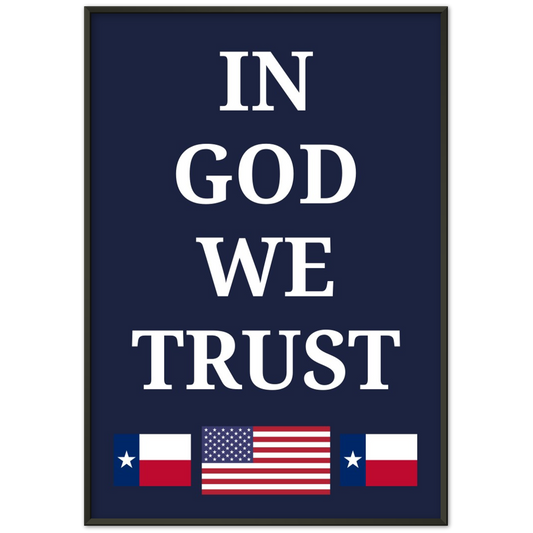IN GOD WE TRUST - Donate to your School District - TEXAS - Classic Semi-Glossy Paper Metal Framed Poster