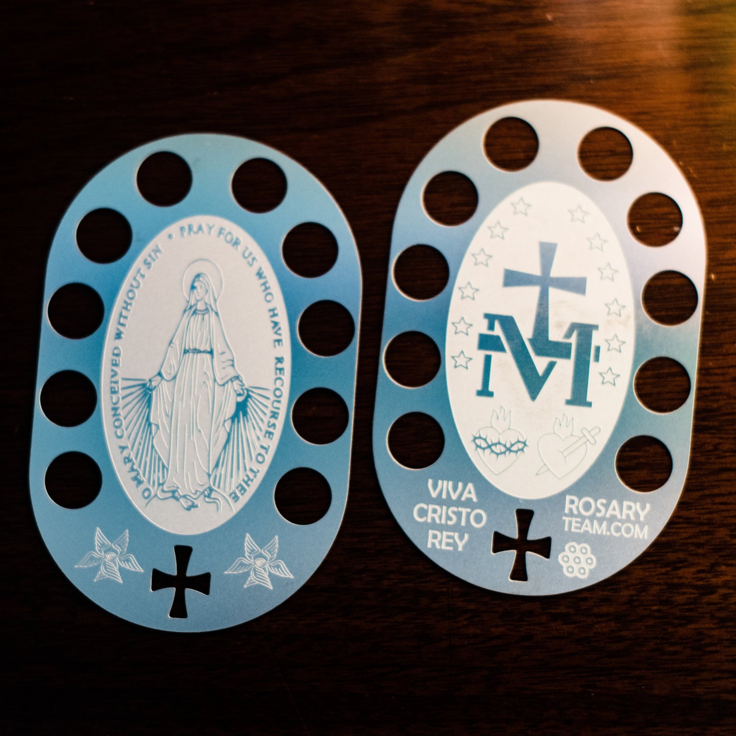 Holy Rosary Card Miraculus Medal Edition for your Wallet, Desktop or Altar. One Decade