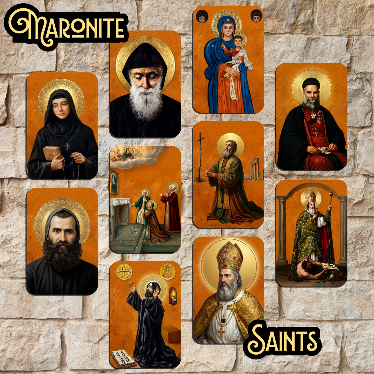 Saints From the Maronite Church Mounted Icon Prints (10-Pack) – Premium 4x6" Silver-Halide Lustre Art with Contemporary Round Corners