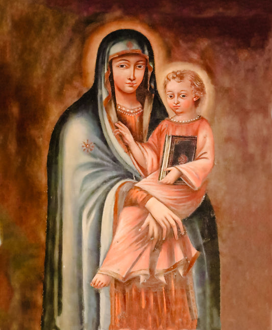 Our Lady of Dlebta, Ghazir Lebanon Maronite Icon Brushed Aluminum Plaque