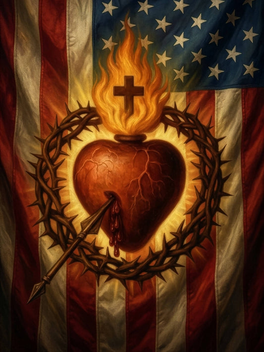 Sacred Heart of Jesus Consecration of America Devotional Ceramic Icon Tile (6×8 inches)