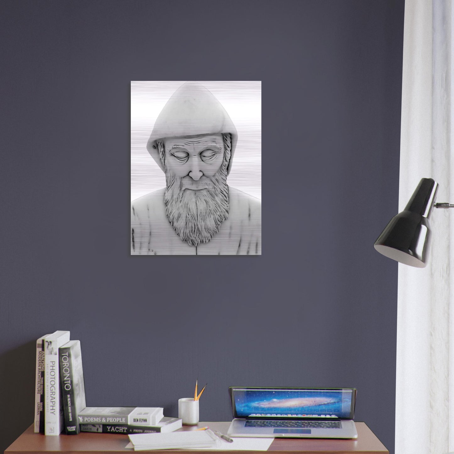 Icon of Saint Charbel Brushed Aluminum