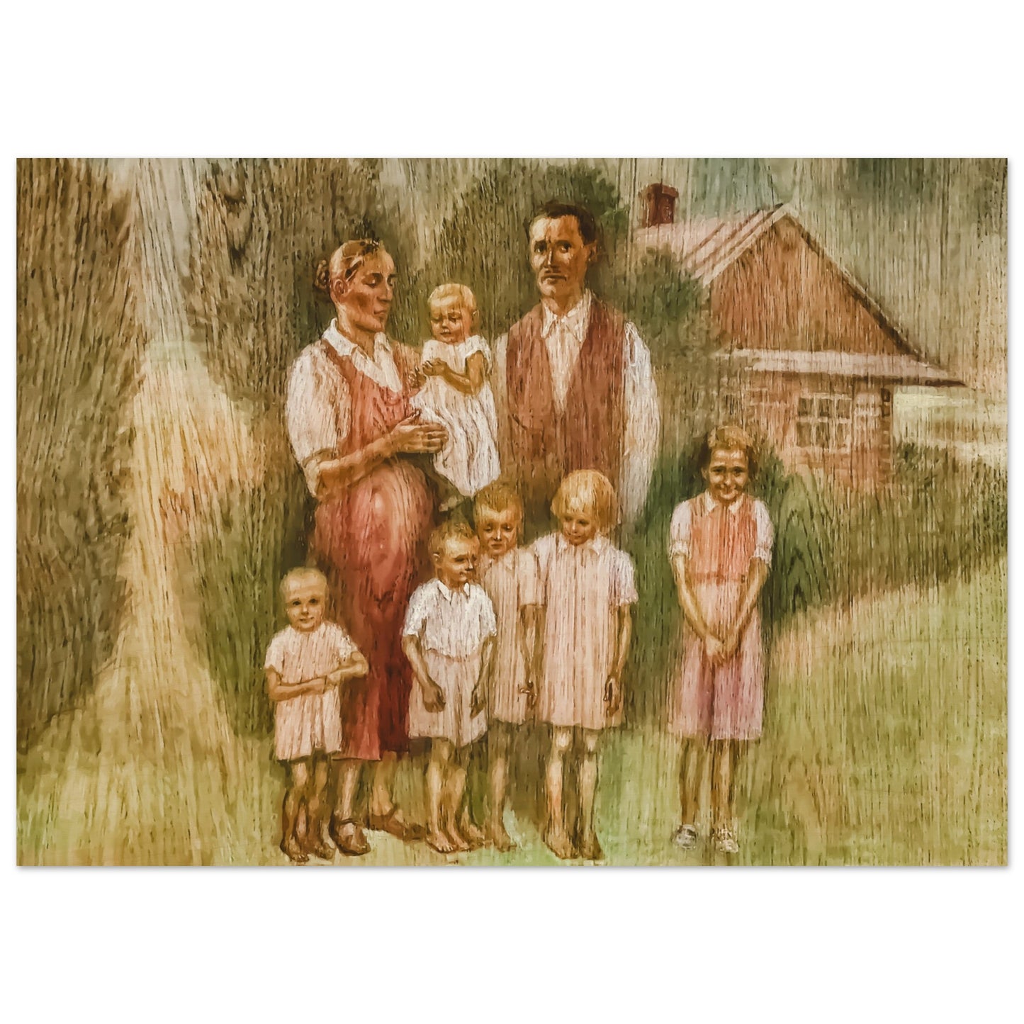 Family Ulma Samaritans from Markowa Wood Prints ikona Rodzina Ulmów