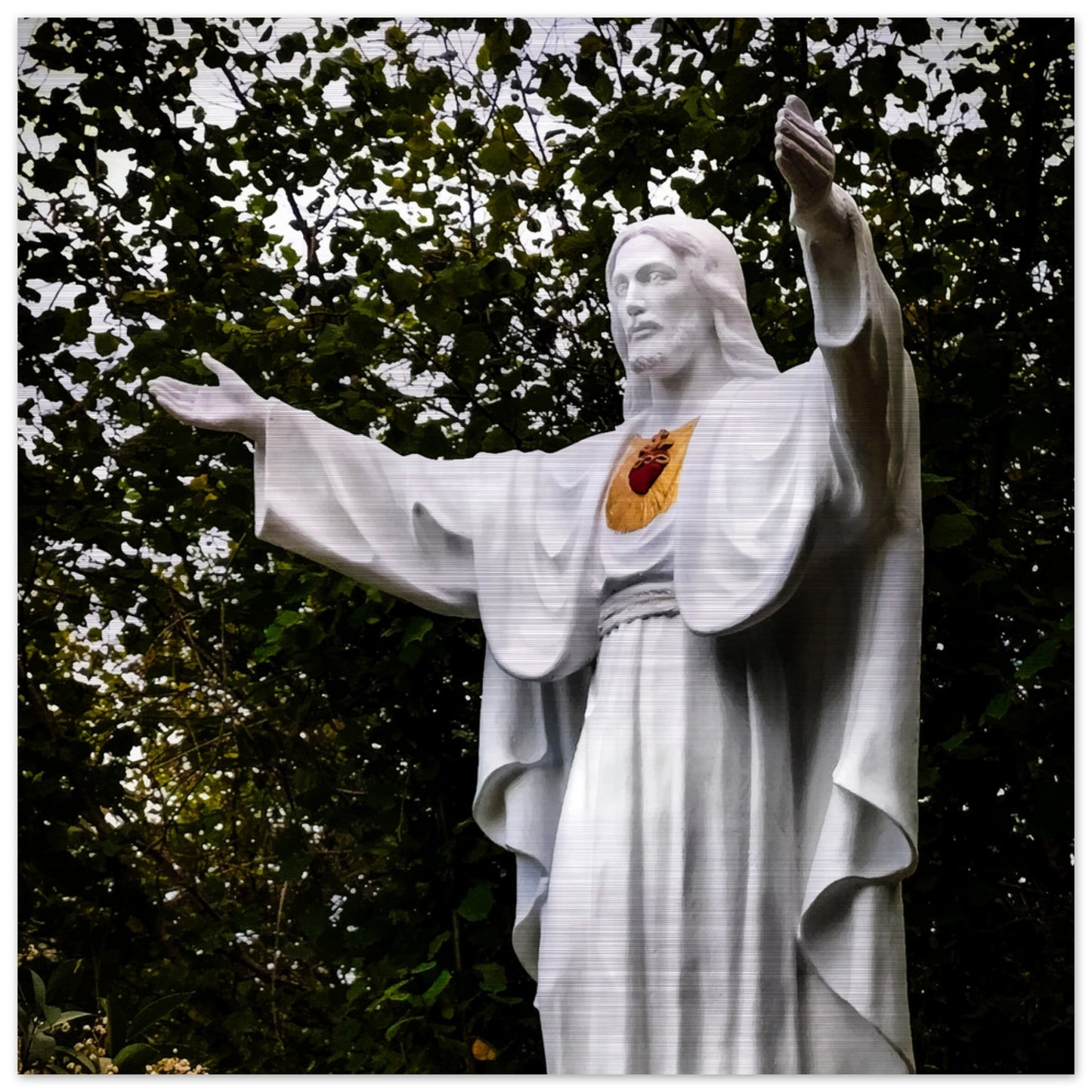 The Sacred Heart in Garabandal Brushed Aluminum Print