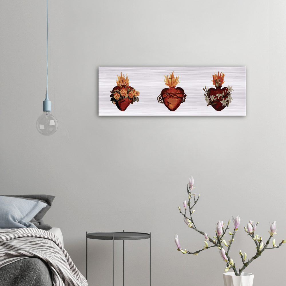 Three Hearts #JMJ horizontal ✠ Brushed #Aluminum #MetallicIcon #AluminumPrint