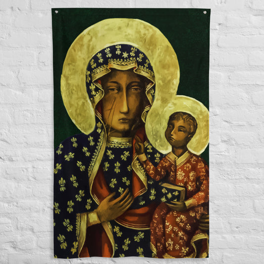 Our Lady of Czestochowa #Flag vertical ✠ 34½ x 56 inches (87.6x142.2 cm)