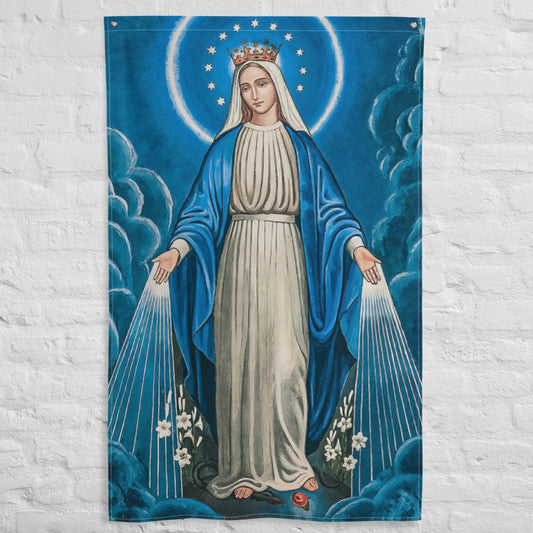 Our Lady of Grace ✠ Vertical Flag ✠ 34½ x 56 inches (87.6x142.2 cm)
