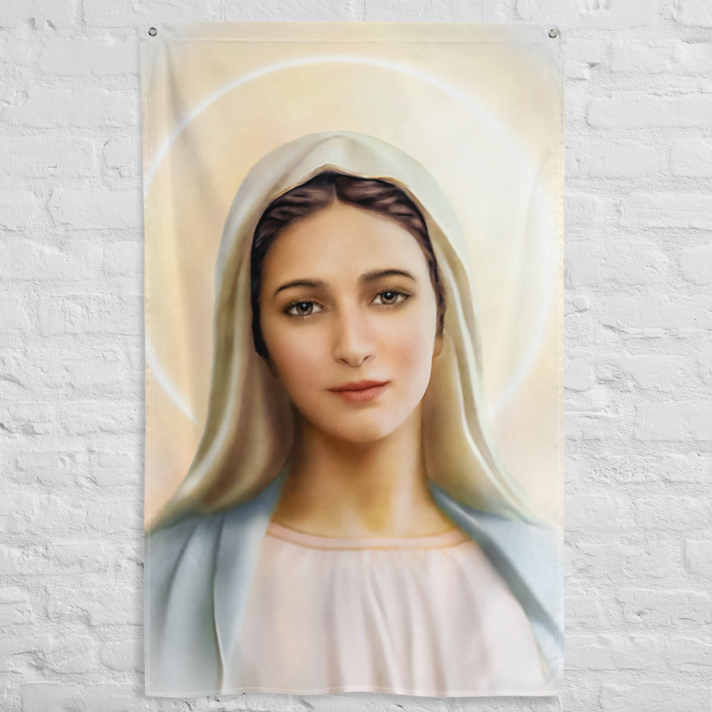 Virgin Mary Vertical  Flag ✠ 34½ x 56 inches (87.6x142.2 cm)