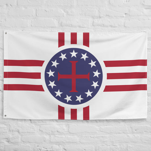 Catholic Patriotic American horizontal  Flag  - 34½ x 56 inches (87.6x142.2 cm)