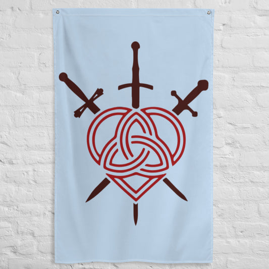 Tria Cordia Three Hearts  Flag ✠ 34½ x 56 inches (87.6x142.2 cm)