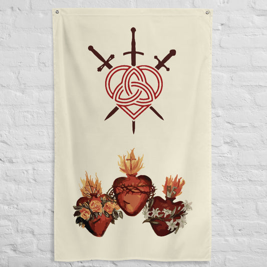 Triacordia - Three Hearts Pilgrimage #Flag vertical ✠ 34½ x 56 inches (87.6x142.2 cm)